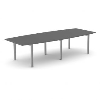 Unite Plus Barrel-Shaped Meeting Table - Pole Legs-Wood - Graphite