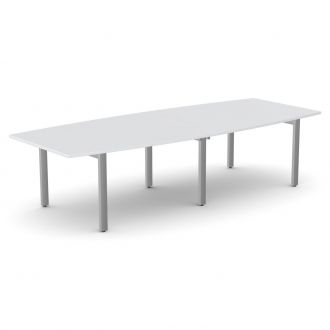 Unite Plus Barrel-Shaped Meeting Table - Pole Legs-Wood - Grey