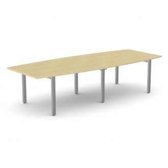 Unite Plus Barrel-Shaped Meeting Table - Pole Legs-Wood - Maple