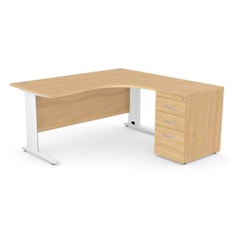 Unite Plus Right-Handed Corner Desk - White Cable Managed Legs