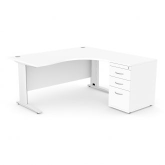 Unite Plus Corner Desk - Cable Managed Legs-Wood - White