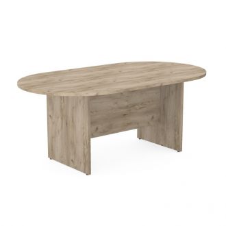Unite Plus D Ended Meeting Table - Panel Legs-Wood - Grey Craft Oak