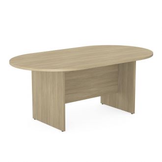 Unite Plus D Ended Meeting Table - Panel Legs-Wood - Urban Oak