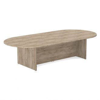 Unite Plus Large D Ended Meeting Table - Panel Legs-Wood - Grey Craft Oak
