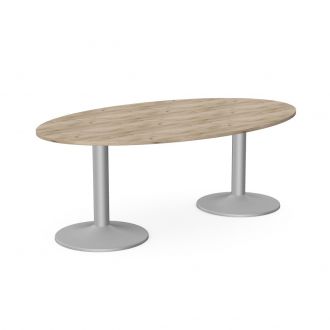 Unite Plus Oval Meeting Table - Trumpet Legs-Wood - Grey Craft Oak
