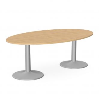 Unite Plus Oval Meeting Table - Trumpet Legs-Wood - Beech