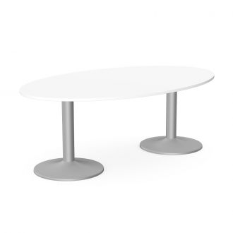 Unite Plus Oval Meeting Table - Trumpet Legs-Wood - White