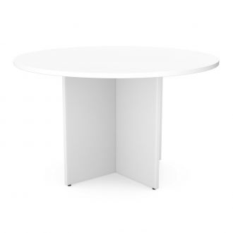 Round Meeting Table - Wooden Base - White