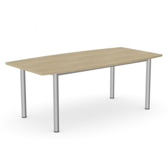 Unite Plus Barrel-Shaped Meeting Table - Goal Post Legs-Wood - Urban Oak