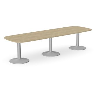 Unite Plus D Ended Urban Oak Meeting Table - Silver Trumpet Legs