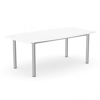Unite Plus Barrel-Shaped Meeting Table - Goal Post Legs-Wood - White