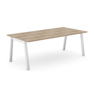 Grey Craft Oak Rectangular Meeting Room Table - White A Frame Legs