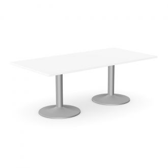 White Conference Table - Rectangular - Silver Trumpet Legs