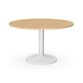 Unite Plus Round Beech Meeting Table - White Trumpet Base