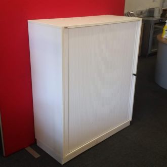Used White Tambour Cupboard - 1200mm