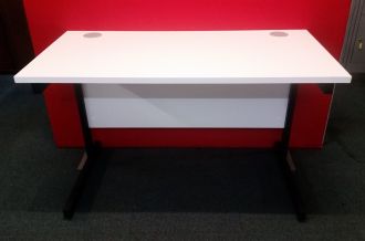 Used Unite White Office Desk - White Cantilever Frame - Front