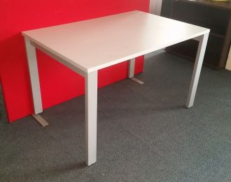 Ex-Display Unite Light Grey Bench Desk - Silver Goal Post Legs