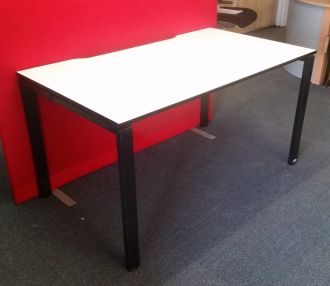 Used White Bench Desk - Black Legs
