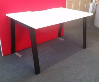Used Unite White Bench Desk - Black A Frame