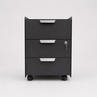 Used Black 3 Drawer Pedestal - Front