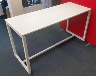 Used White Poseur Table - Silver Frame