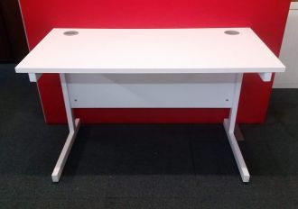 Used Unite White Office Desk - White Cantilever Frame - Front