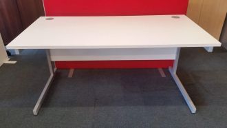 Used Unite White Office Desk - Silver Cantilever Frame
