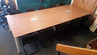 Second Hand Light Walnut Boardroom Table - 3600mm