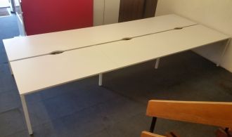 Used Six Person White Bench Desk