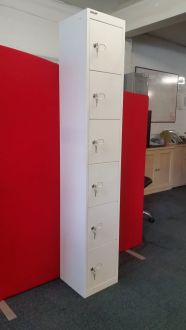 Used Bisley Chalk White 6 Door Storage Locker - Angled
