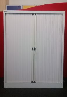 Used Bisley White Tambour Cupboard