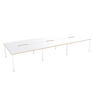 Budget 6 Person Bench Desk - Plywood Edging-Wood - Grey