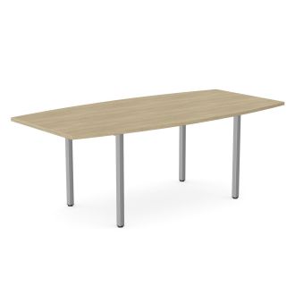 Barrel Shaped Urban Oak Meeting Table - Silver Legs