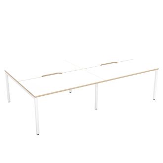 Budget 4 Person Bench Desk - Plywood Edging-Wood - White