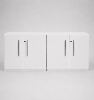 Second Hand White 4 Door Credenza Unit - Front