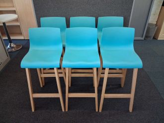 Used Cyan Blue Bar Stools - Set of 6