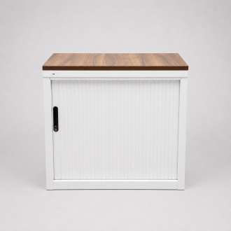Used White Tambour Cupboard - Front