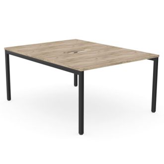  Elite 2 Person Bench Desk - Goal Post Legs-Wood - Grey Craft Oak