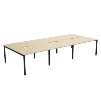 Elite 6 Person Bench Desk - Goal Post Legs-Wood - Urban Oak