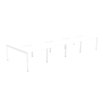 Budget Evolve 8 Person Bench Desk - Goal Post Legs-Wood - White