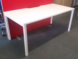 Used White Bench Desk - Scallop