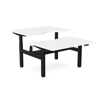 Elite Twin Sit/Stand Desk - Black Frame-Wood - White