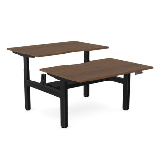 Elite Twin Sit/Stand Desk - Black Frame-Wood - Antique Walnut