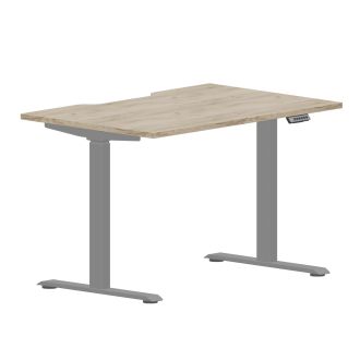 Elite Height Adjustable Desk - Silver Frame-Wood - Grey Craft Oak