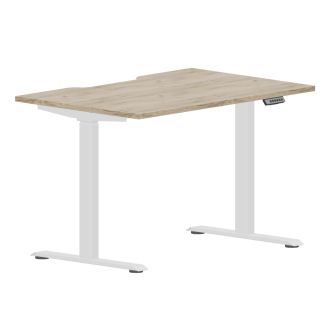 Elite Grey Craft Oak Height Adjustable Desk - White Frame