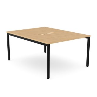 Elite Plus 2 Person Bench Desk - Goal Post Legs-Wood - Beech