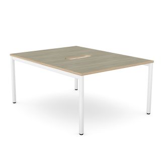 Elite Plus 2 Person Bench Desk - Plywood Edging-Wood - Arctic Oak