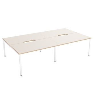 Elite Plus 4 Person Bench Desk - Plywood Edging-Wood - Cashmere