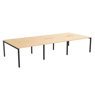 Elite Plus 6 Person Bench Desk - Goal Post Legs-Wood - Beech