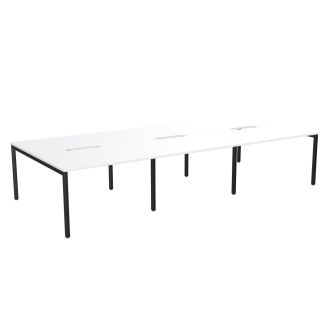 Elite Plus 6 Person Bench Desk - Goal Post Legs-Wood - Grey
